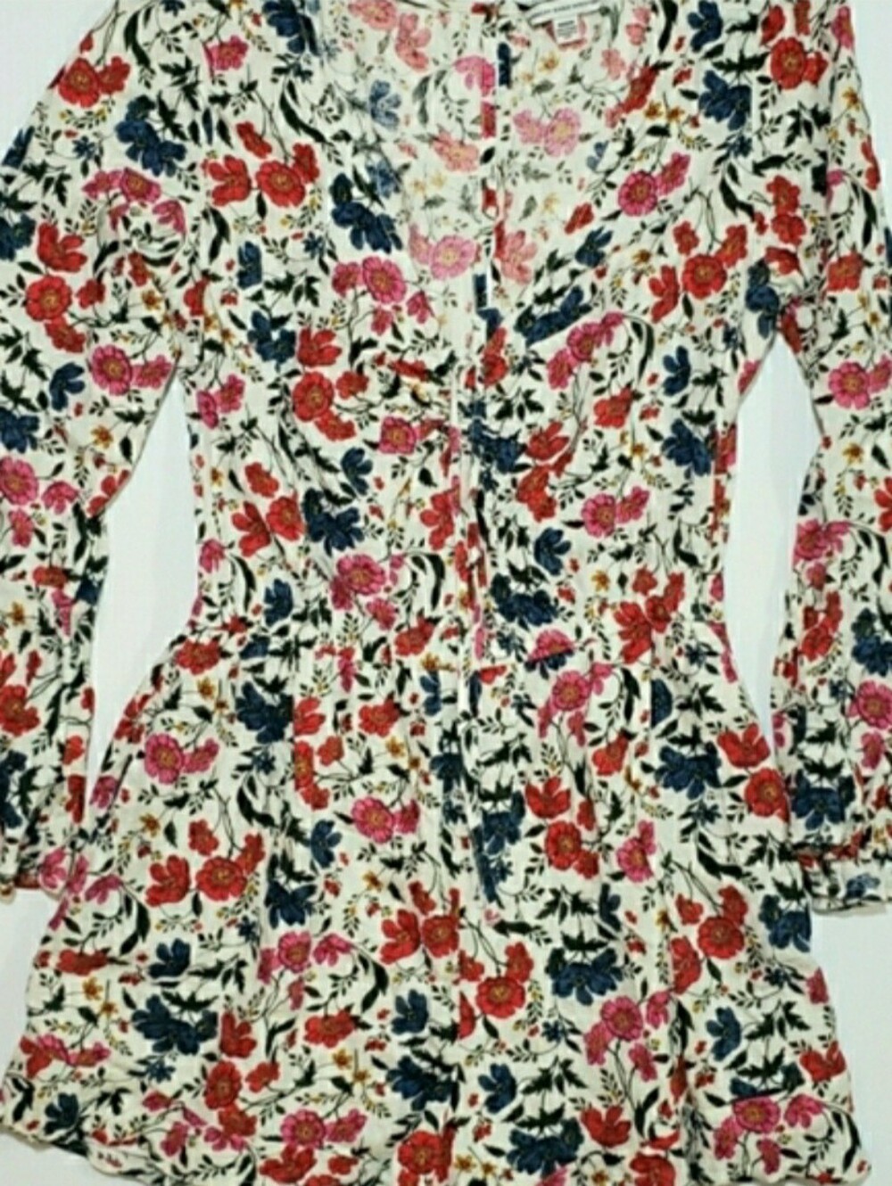AEO Floral Boho Bell Sleeve Romper Shorts